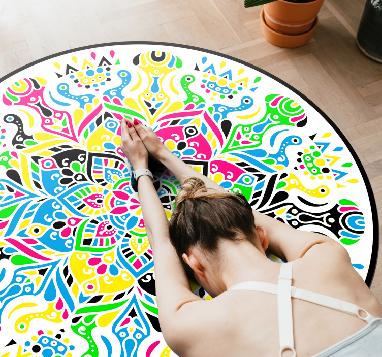 Colorful mandala bedroom vinyl rug - TenStickers