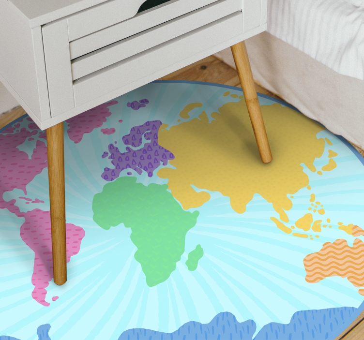 Colorful Map Circle world map vinyl rug - TenStickers