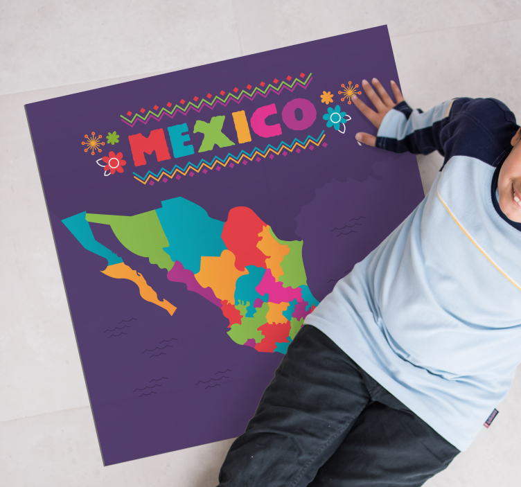 Colorful Mexico Map world map vinyl rug - TenStickers