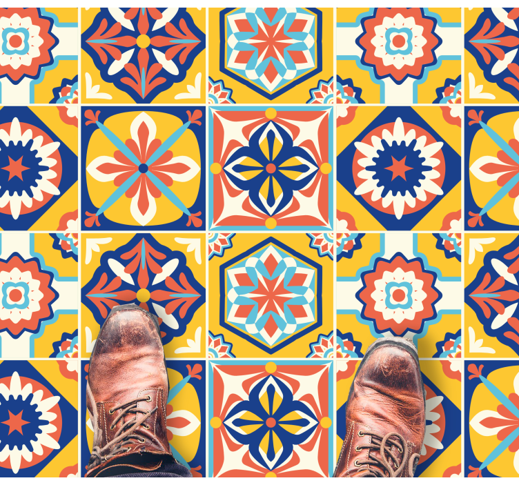 Colorful mosaic pattern tile vinyl rug - TenStickers