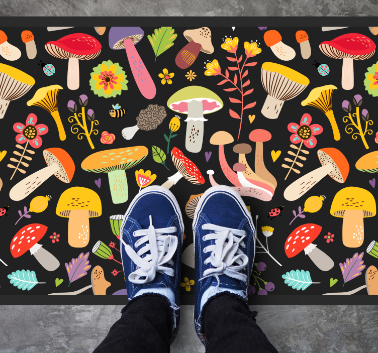 Colorful Mushroom Collection nature vinyl rug - TenStickers