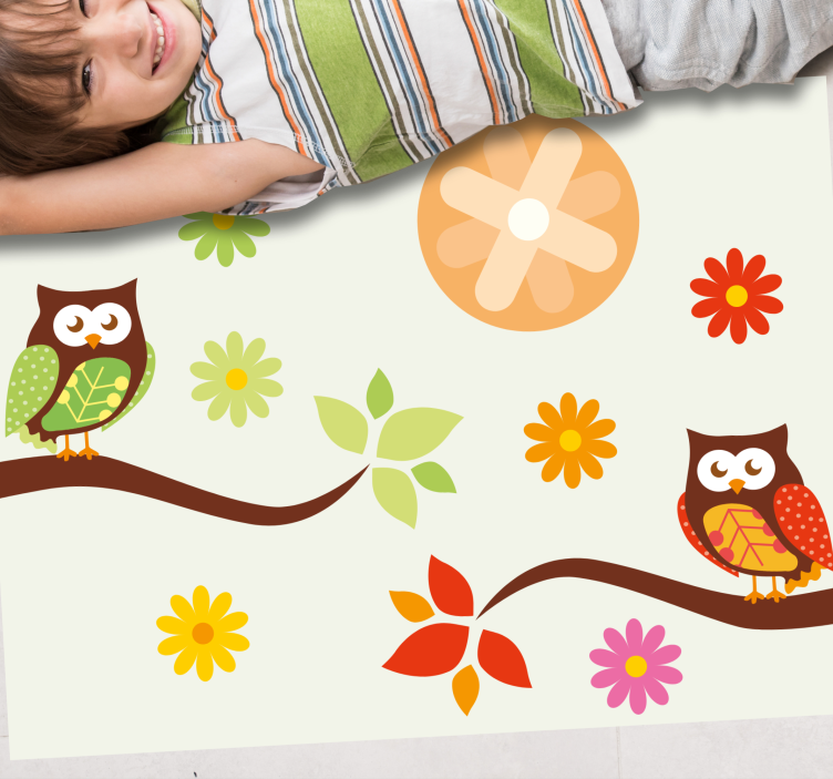 Colorful Nursery Owls kids vinyl rug - TenStickers
