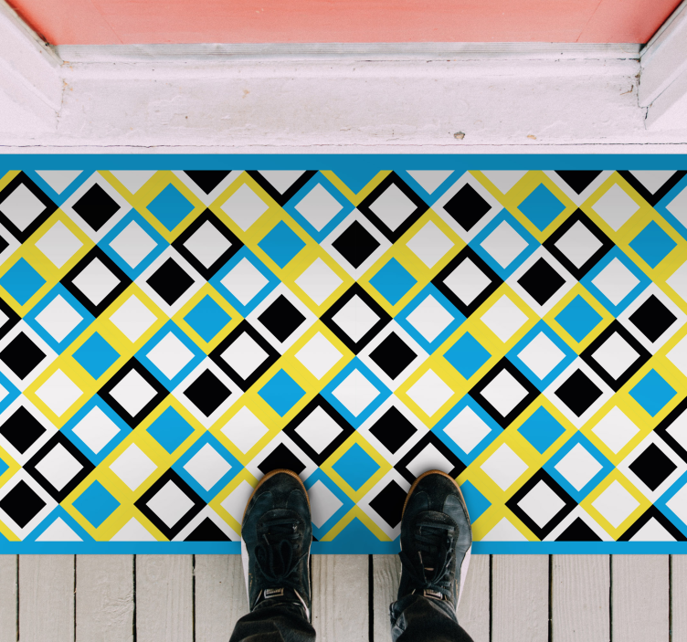 Colorful pattern of squares geometric vinyl rug - TenStickers