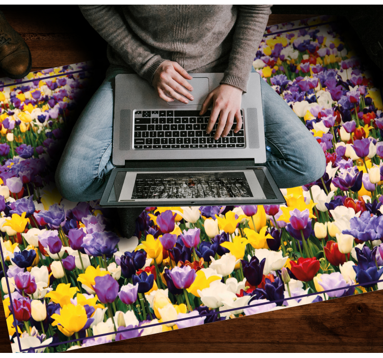 Colorful realistic explosion floral vinyl rug - TenStickers