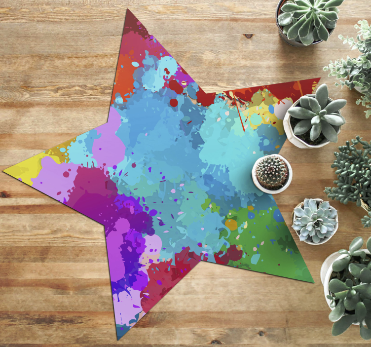 Star with colorful strokes kids vinyl rug - TenStickers