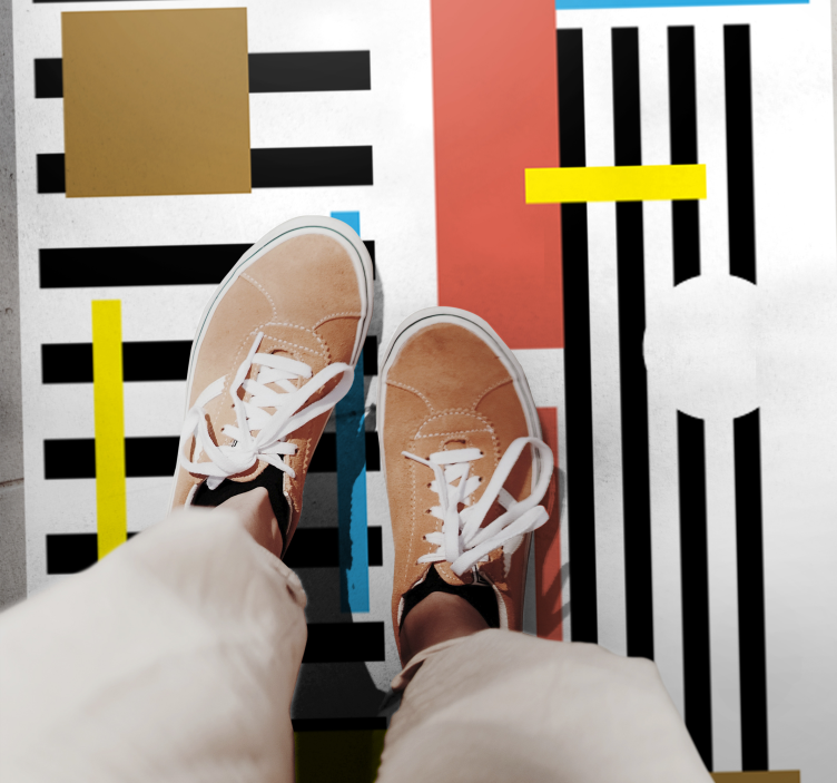 Colorful striped patterns modern vinyl rug - TenStickers