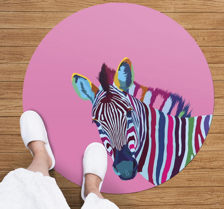 Colorful Zebra Portrait animal vinyl rug - TenStickers