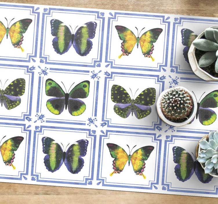 colourful butterfly tiles animal rug - TenStickers