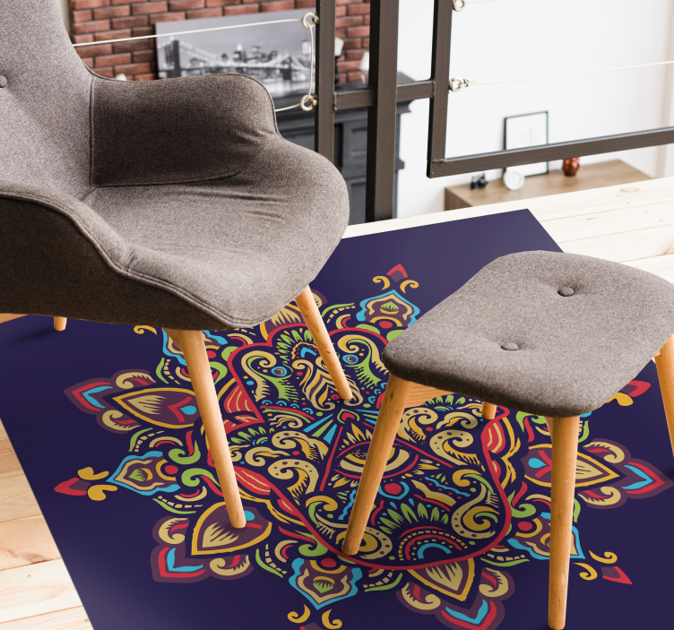Colourful hand of Fatima ethnic vinyl rug - TenStickers