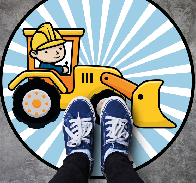 Fun construction vehicle kids vinyl rug - TenStickers