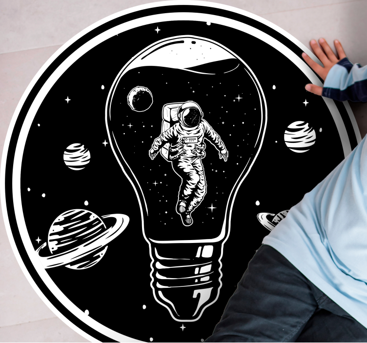 Cosmonaut in Lightbulb star vinyl rug - TenStickers