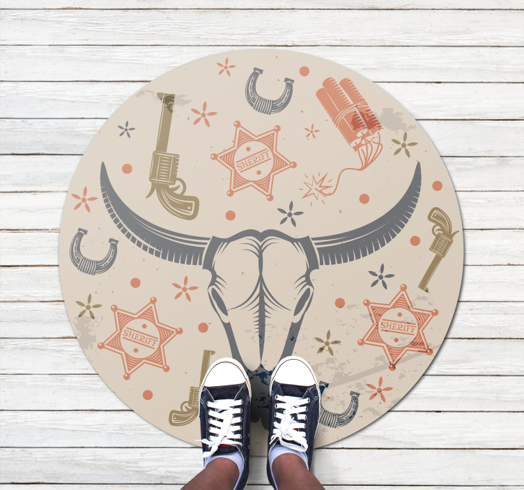 Cowboy elements pattern kids vinyl rug - TenStickers