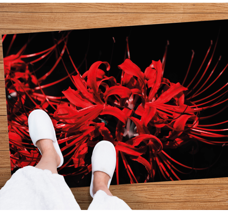 Crimson Blossom Explosion floral vinyl rug - TenStickers