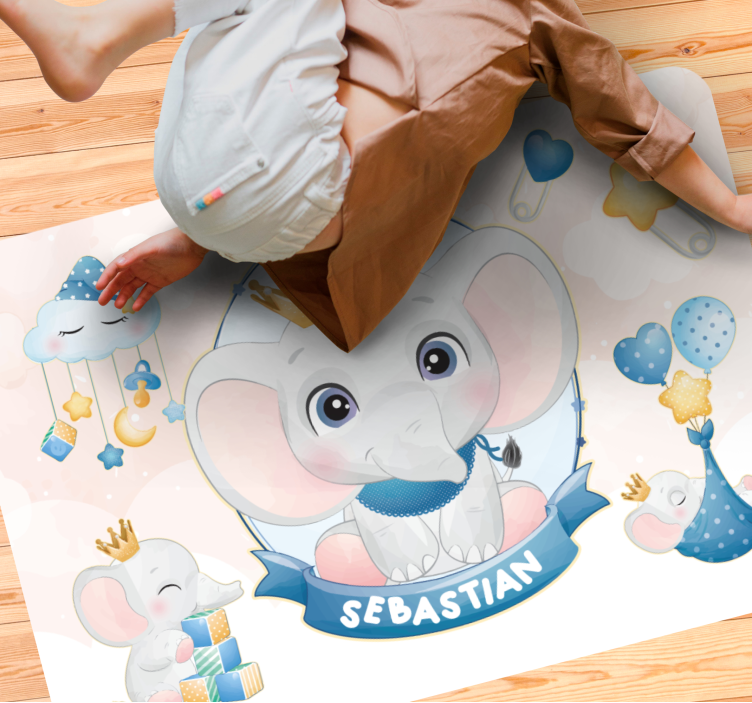 CROWNED ELEPHANT PLAYMATE custom vinyl rug - TenStickers