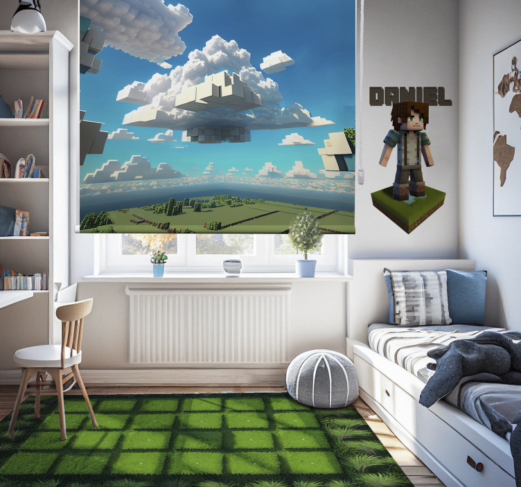 Cubed turf soil nature rug - TenStickers