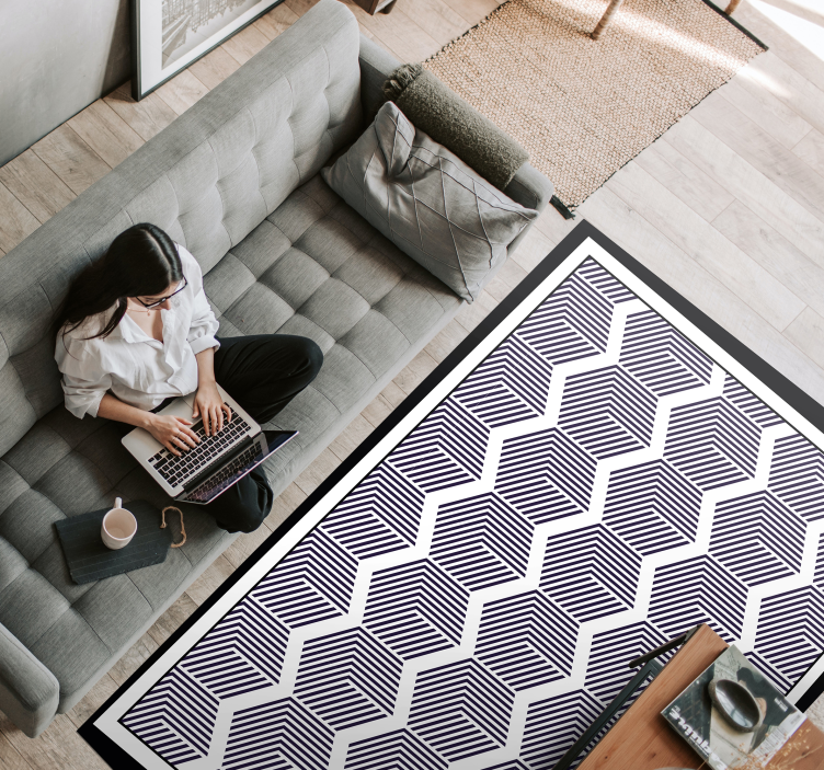 Cubist Contrast geometric vinyl rug - TenStickers
