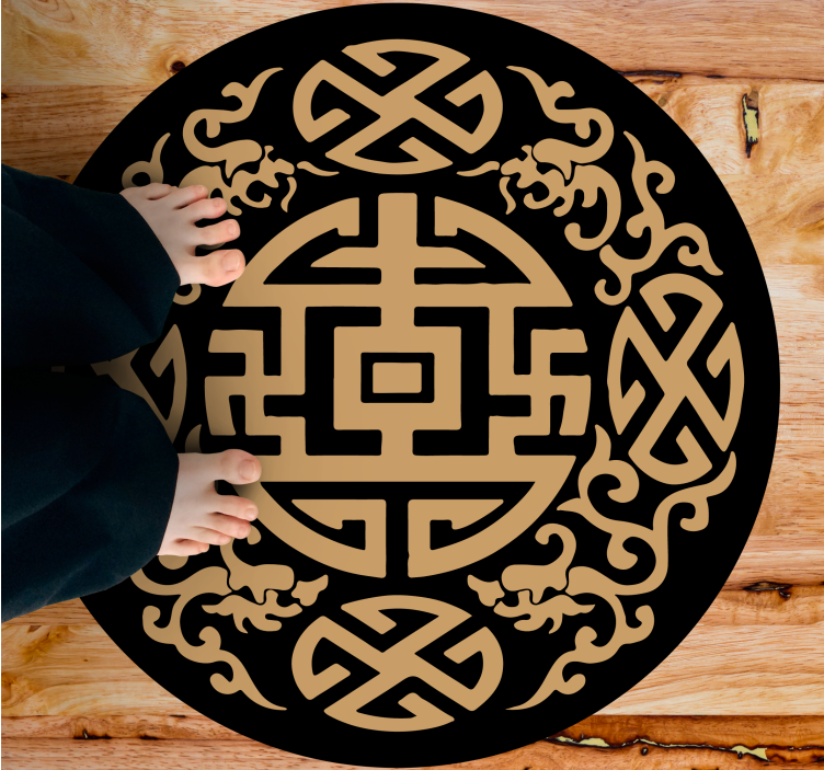 Cultural Symbol Motif circular vinyl rug - TenStickers