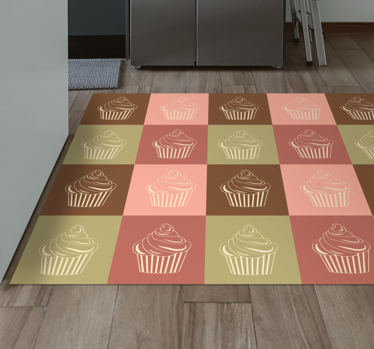 Cupcake Pattern Play kids vinyl rug - TenStickers