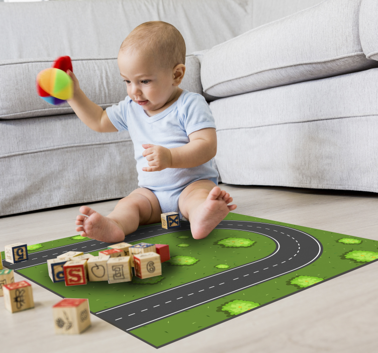 Fantastic curved road  kids vinyl rug - TenStickers