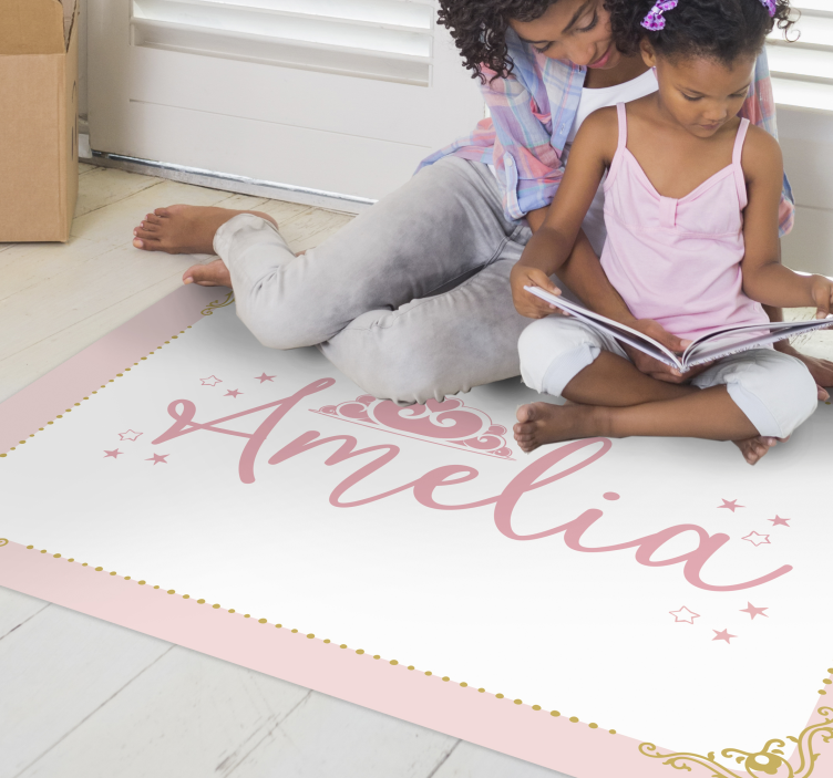 Custom crowned design kids vinyl rug - TenStickers