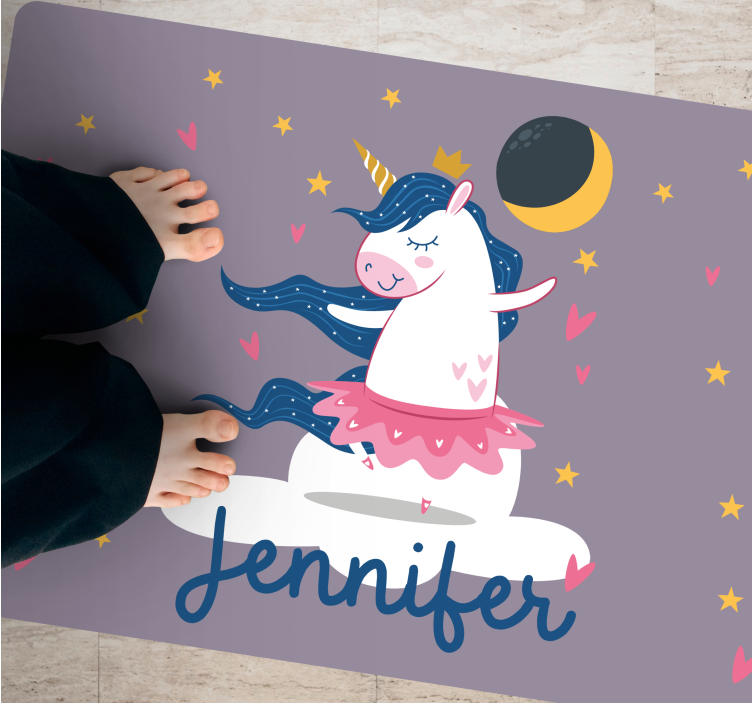 Custom dancing unicorn kids vinyl rug - TenStickers