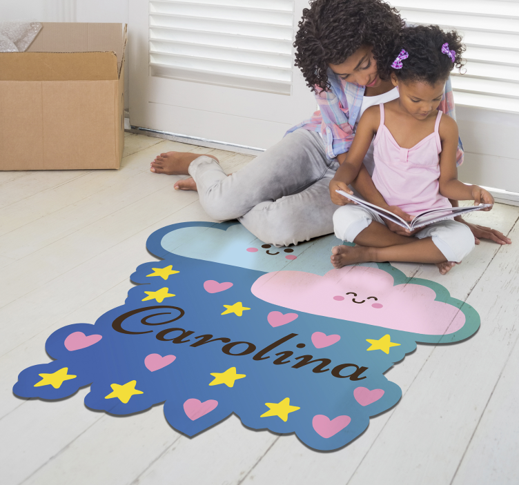Customizable Cloud-Themed Design star vinyl rug - TenStickers