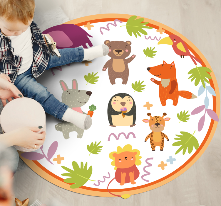 Cute cartoon zoo animals animal rug - TenStickers