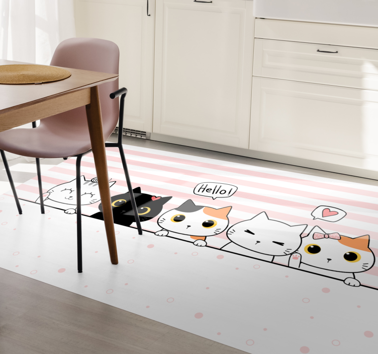 Cute Cat Friends kids vinyl rug - TenStickers