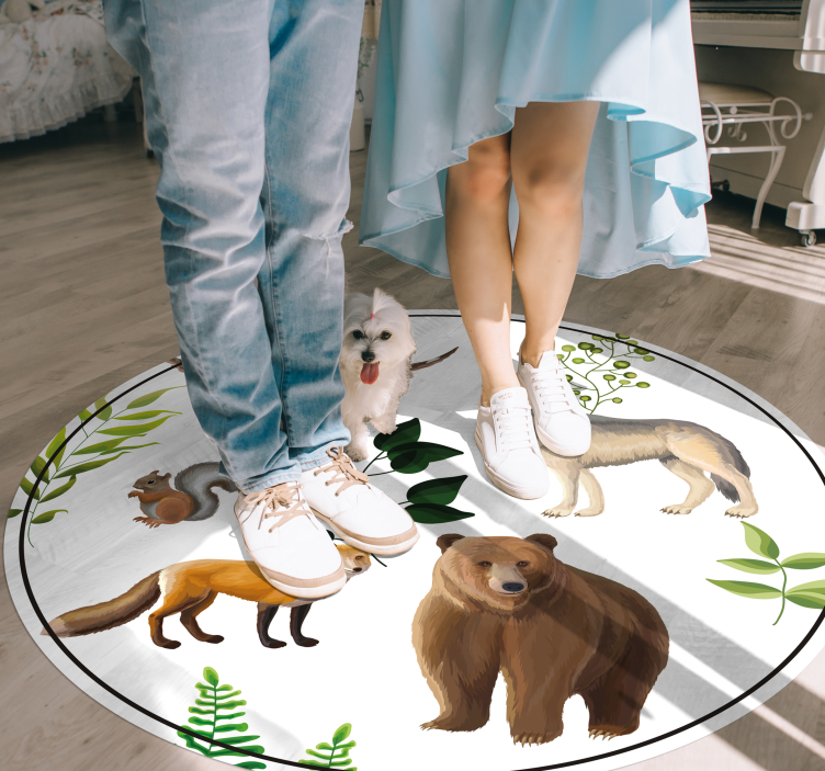 Friendly forest creatures kids vinyl rug - TenStickers