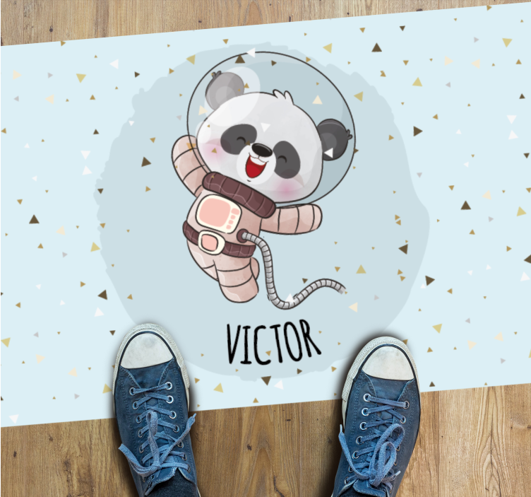Cute panda for boy with name baby play mat - TenStickers