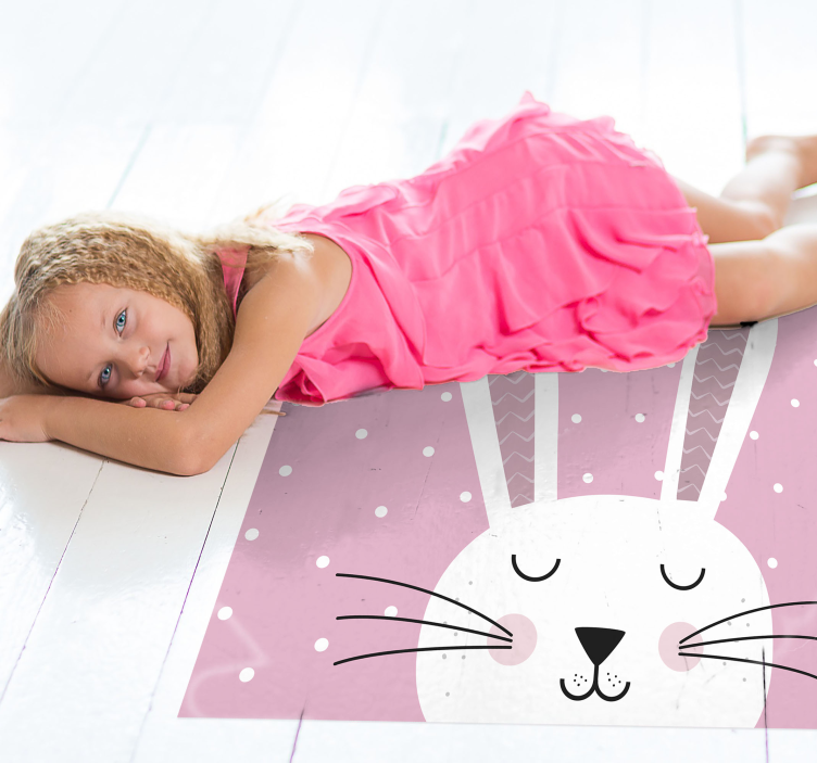 Cute pink bunny kids vinyl rug - TenStickers