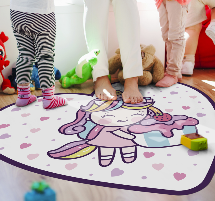 Cute Unicorn Treat kids vinyl rug - TenStickers