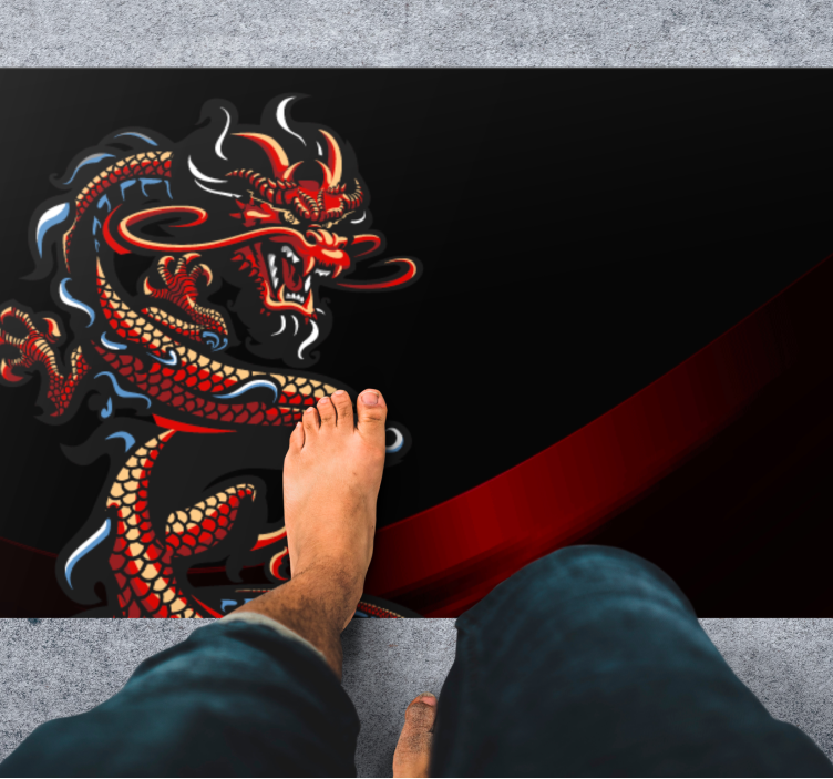 Dark Curled up Dragon animal rug - TenStickers