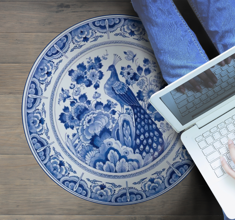 Delftware peacock tile carpet - TenStickers