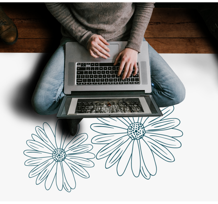 Delicate floral touch floral vinyl rug - TenStickers