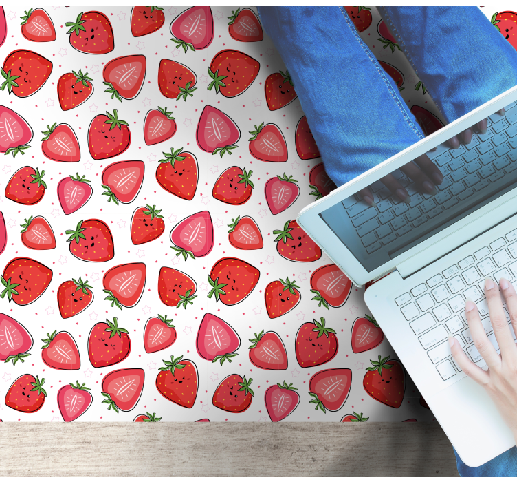 Delightful Strawberry Motif floral vinyl rug - TenStickers