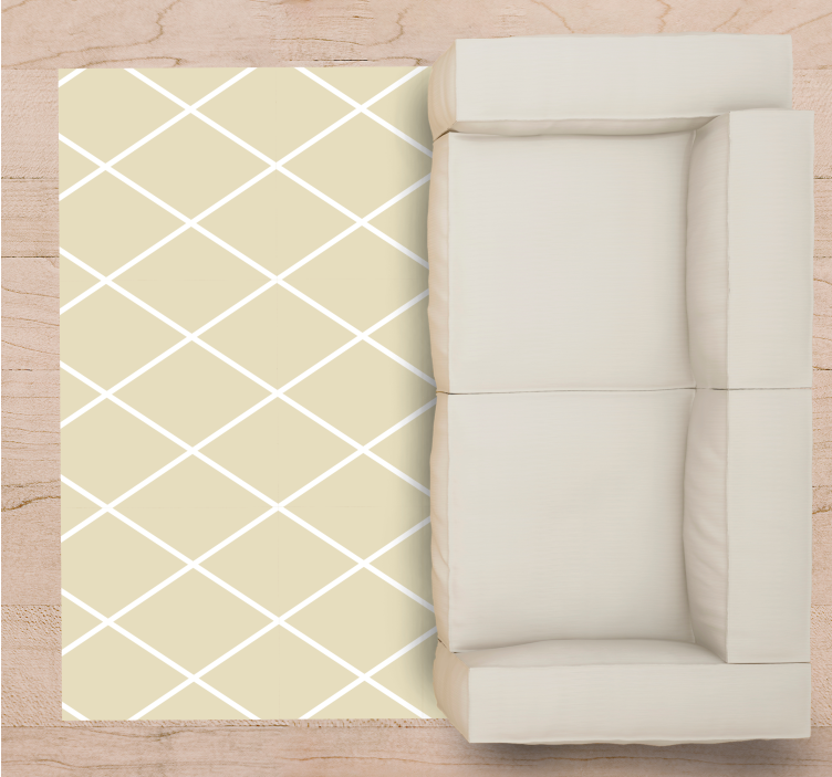 Diagonal cream lines living room vinyl rug - TenStickers