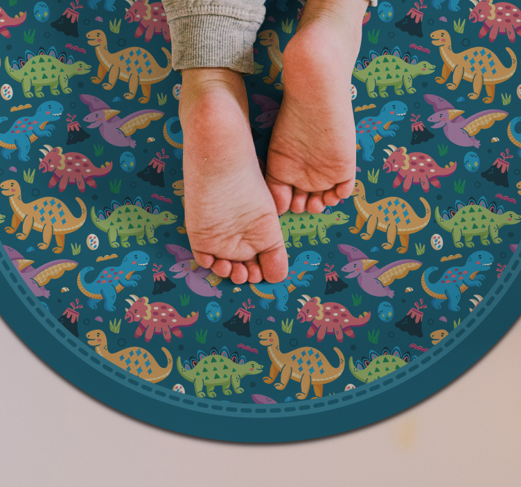 Dinosaur Circular Pattern kids vinyl rug - TenStickers