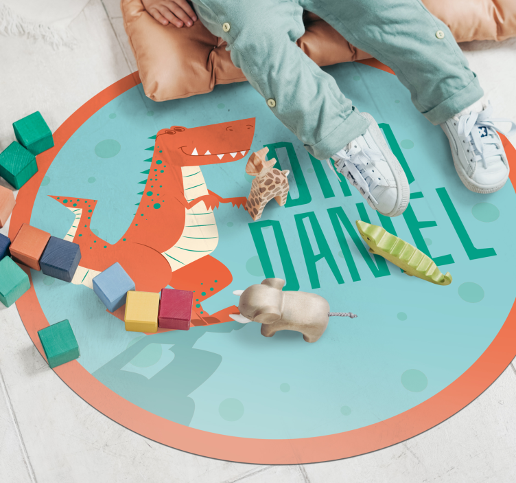 Dinosaur Customizable Circle kids vinyl rug - TenStickers