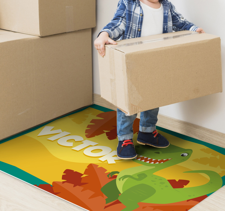 Dinosaur vinyl rug with name - TenStickers