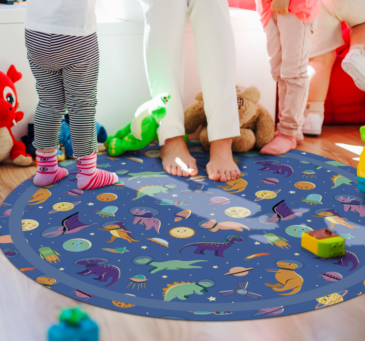 Dinosaurs in the space vinyl rug - TenStickers