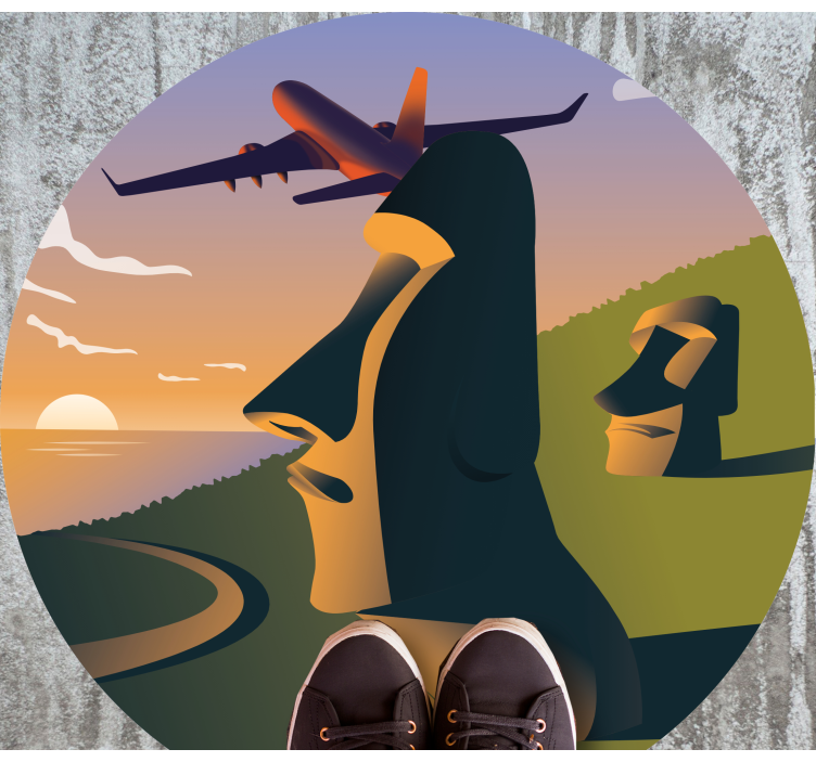 Easter Island Sunset circular vinyl rug - TenStickers