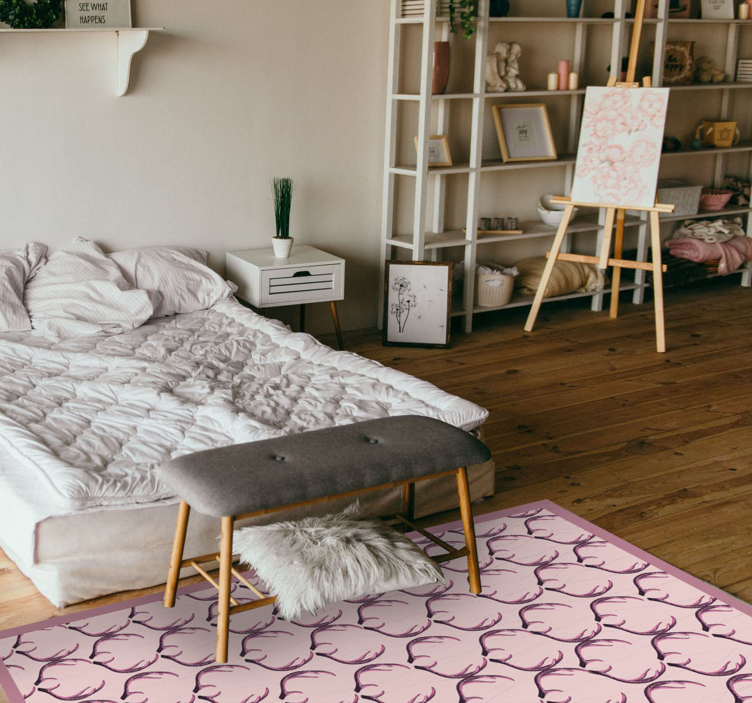 Elegant Antler Motif Scandinavian vinyl rug - TenStickers