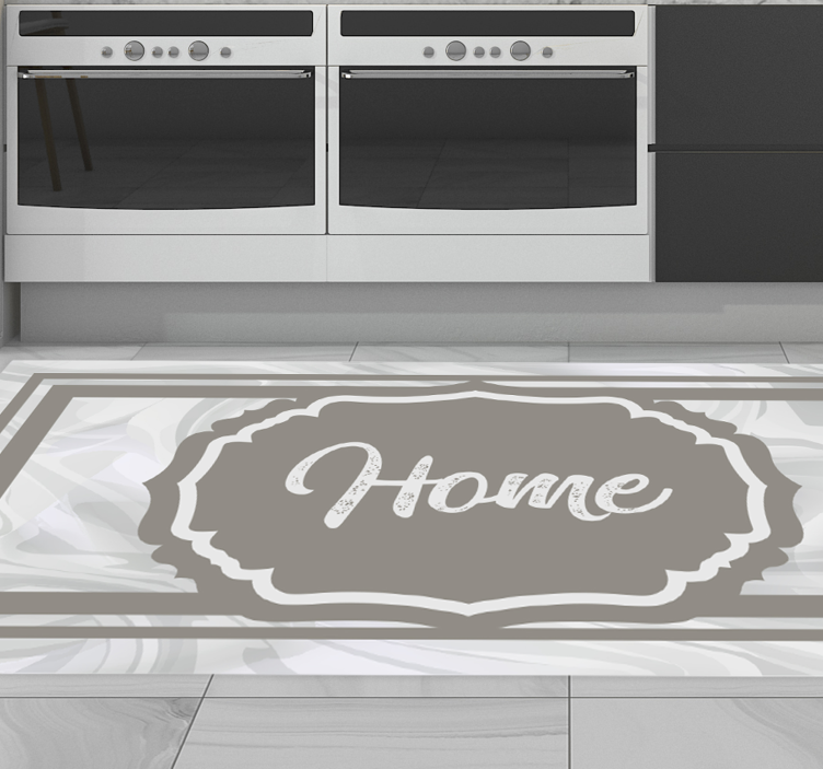Grey greeting phrase entrance hall vinyl rug - TenStickers