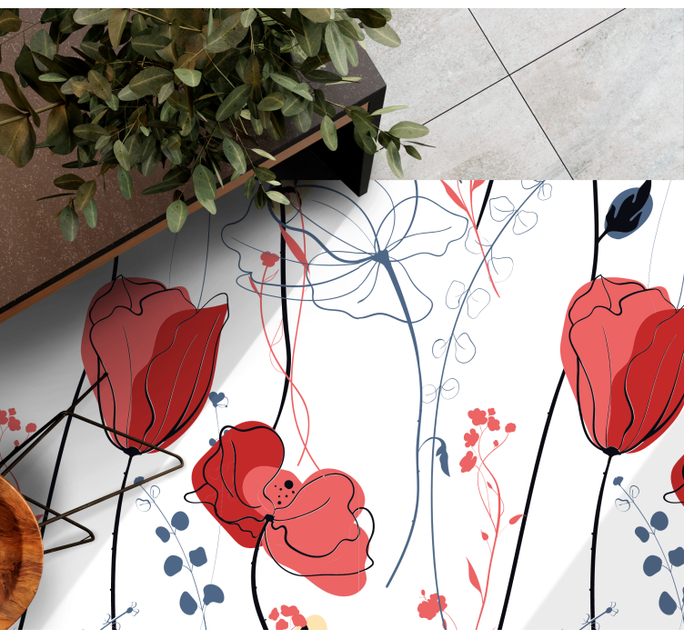 Elegant red poppies  floral rug - TenStickers