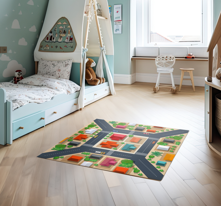 fantastic squared kids road vinyl rug - TenStickers