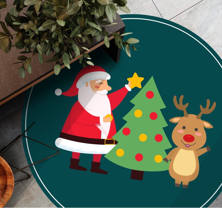 Festive Santa scene Christmas vinyl rug - TenStickers