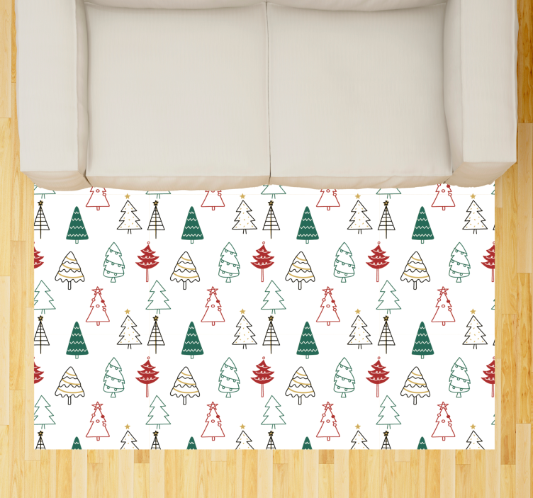 Festive Trees Pattern Christmas carpet runner - TenStickers
