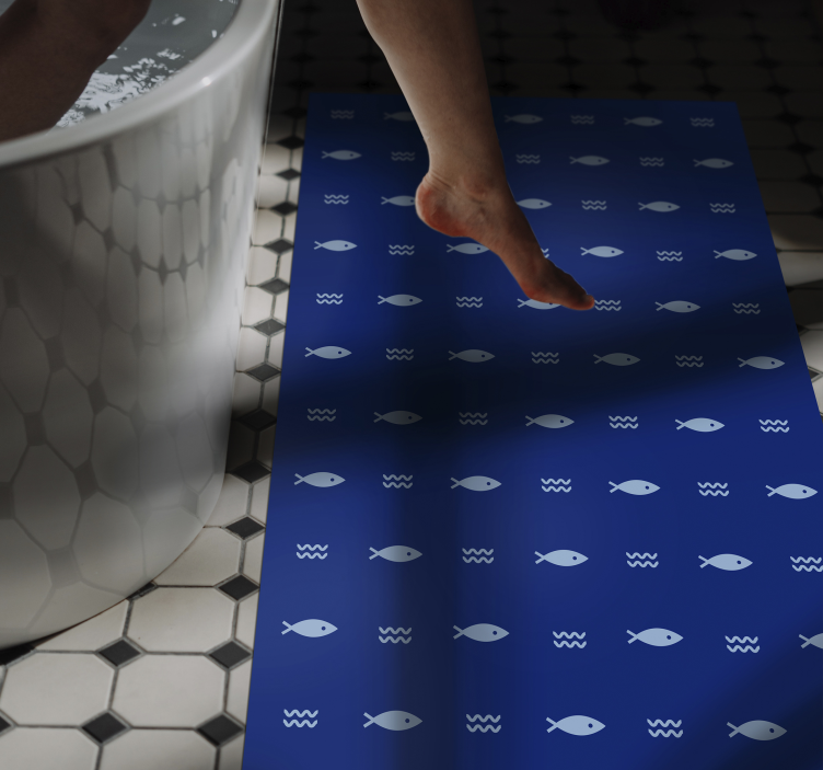 Fish Patterned Bathmat bathroom vinyl rug - TenStickers