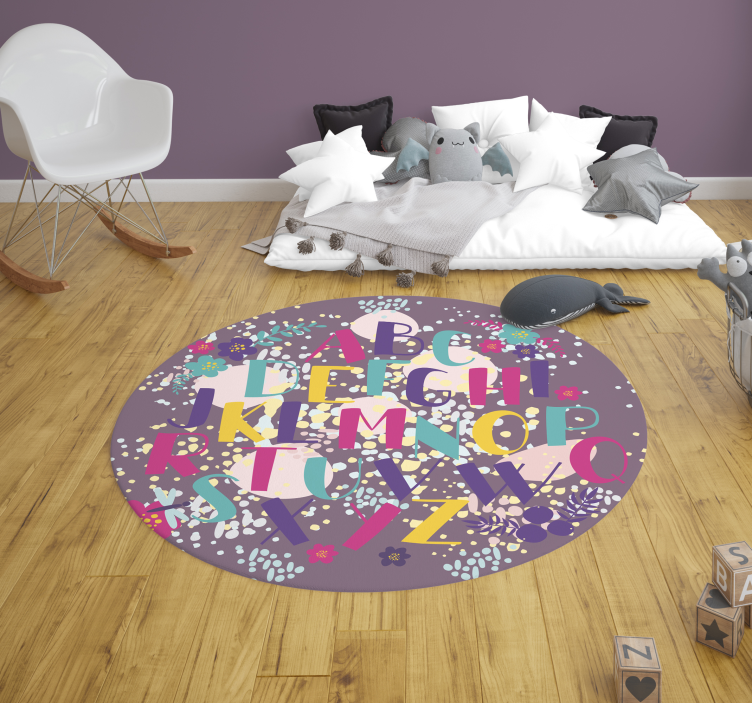 Floral alphabet vinyl rug - TenStickers